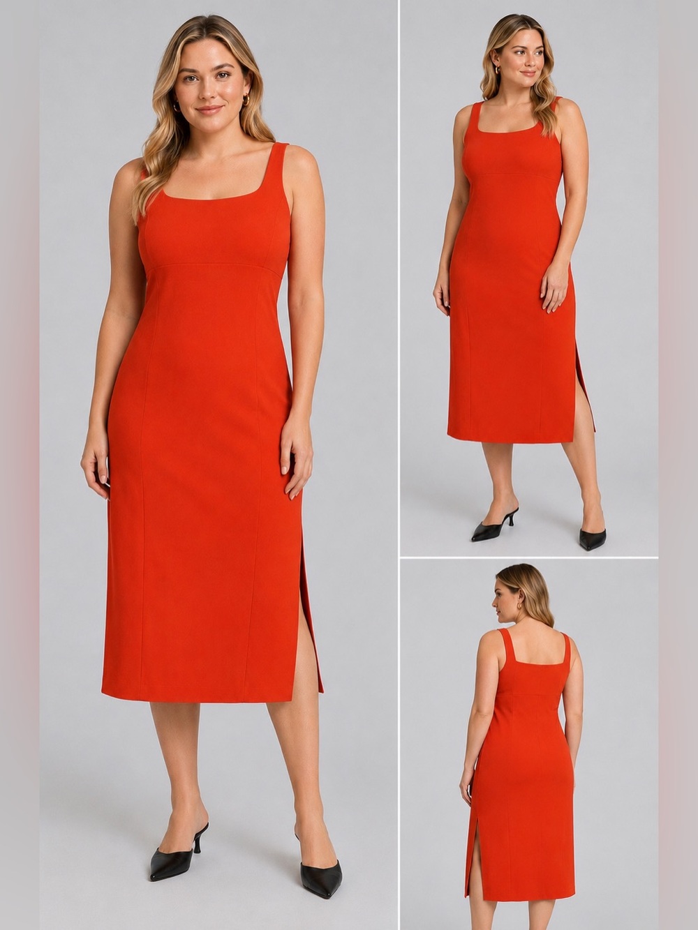 Spanx Ponte shaping slimming orange midi tank dress fall October  holiday NWT 1X
